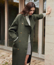 Load image into Gallery viewer, Molly Dew Double Breasted Long Coat Green