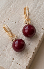 Load image into Gallery viewer, Celine Burgundy Drop Earrings