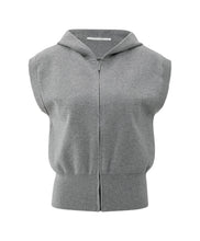 Load image into Gallery viewer, Yasmine Grey Melange Sleeveless Hoodie