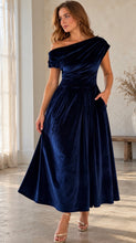 Load image into Gallery viewer, Quinn Indigo velvet dress