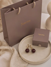Load image into Gallery viewer, Celine Burgundy Drop Earrings
