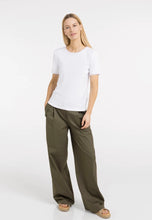 Load image into Gallery viewer, Yaya White Tee Mesh trim