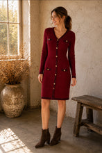 Load image into Gallery viewer, Bella Knitted Burgundy dress