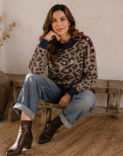 Load image into Gallery viewer, Annie Contrast Print Button Jumper Navy