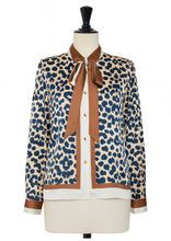 Load image into Gallery viewer, Laura Pussybow Leopard Shirt Cream/Tan