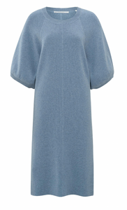 Yasmine Knitted Puff Sleeve Dress in Infinity Blue