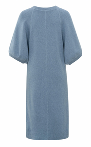 Yasmine Knitted Puff Sleeve Dress in Infinity Blue