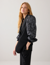 Load image into Gallery viewer, Summum Pinstripe Blazer with Jacquard Sleeve