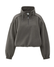 Load image into Gallery viewer, Yasmine Zip Turtleneck Dark Taupe Grey Melange
