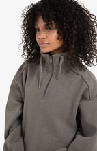 Load image into Gallery viewer, Yasmine Zip Turtleneck Dark Taupe Grey Melange