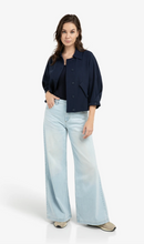 Load image into Gallery viewer, Yaya Blouse jacket with adjustable waistband and pockets Navy