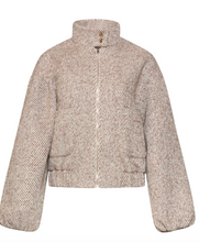 Load image into Gallery viewer, Sadie White & Taupe Stripe Bomber 26502