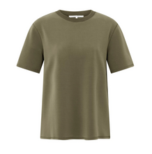 Load image into Gallery viewer, Yasmine Khaki T-shirt with knitted ribbed neckline