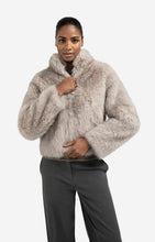Load image into Gallery viewer, Faux fur jacket with stand-up collar