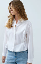 Load image into Gallery viewer, Poplin blouse with adjustable waist and long sleeves