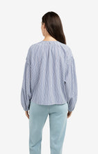 Load image into Gallery viewer, Striped blouse with shirred details at the shoulders