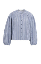 Load image into Gallery viewer, Striped blouse with shirred details at the shoulders - Type: product