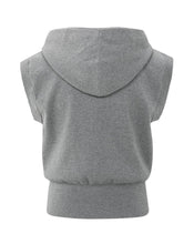 Load image into Gallery viewer, Yasmine Grey Melange  Sleeveless Hoodie
