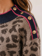 Load image into Gallery viewer, Annie Contrast Print Button Jumper Navy
