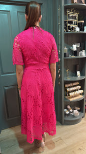 Mary Raspberry Lace Dress