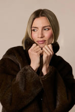 Load image into Gallery viewer, Fee G Nina Remi Faux Fur Coat Chocolate
