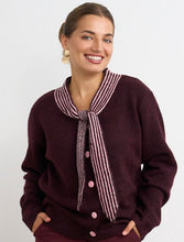 Load image into Gallery viewer, Willow Plum Knit with Stripe collar
