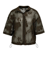 Load image into Gallery viewer, Yaya Mesh Jacket with Embellishments Brown
