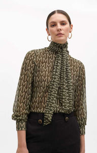 Maggie Khaki Print Blouse