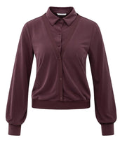 Load image into Gallery viewer, Yasmine Jersey layer Blouse Fudge Purple
