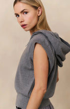 Load image into Gallery viewer, Yasmine Grey Melange  Sleeveless Hoodie
