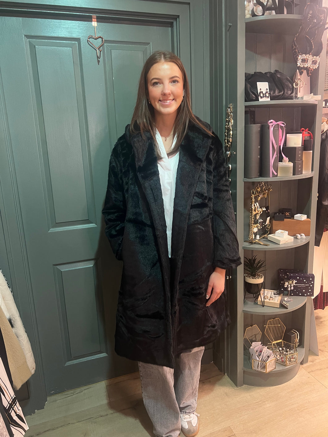 Black Faux Fur Coat