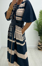 Load image into Gallery viewer, Chloe Navy/Stone  Midaxi Dress
