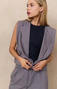 Yasmine Grey Sleeveless Jacket