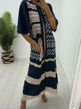 Load image into Gallery viewer, Chloe Navy/Stone  Midaxi Dress
