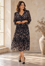 Load image into Gallery viewer, Willow Pleated Black Leopard Dress
