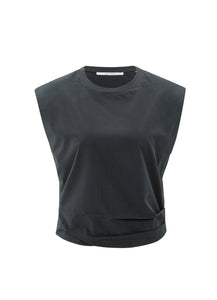 Yasmine Oyster Black Sleeveless Top