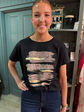 Load image into Gallery viewer, Chloe Leopard Stripe Abstract Tee
