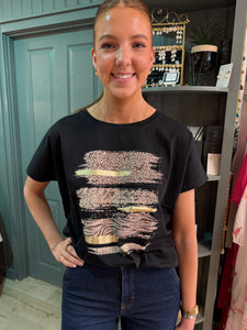 Chloe Leopard Stripe Abstract Tee