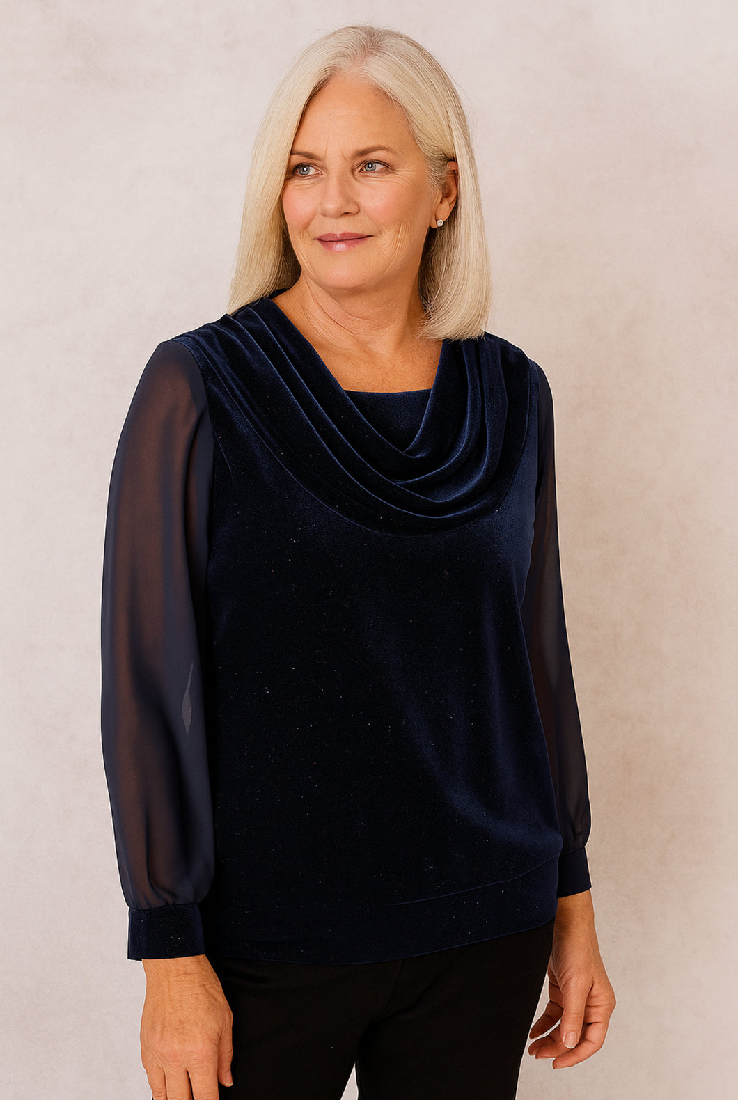 Yew Navy Velvet Top