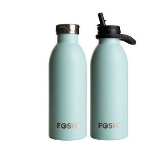 FOSH Mint | Vital 2.0 Insulated 500ml Reusable Bottle: Black / Both Lids