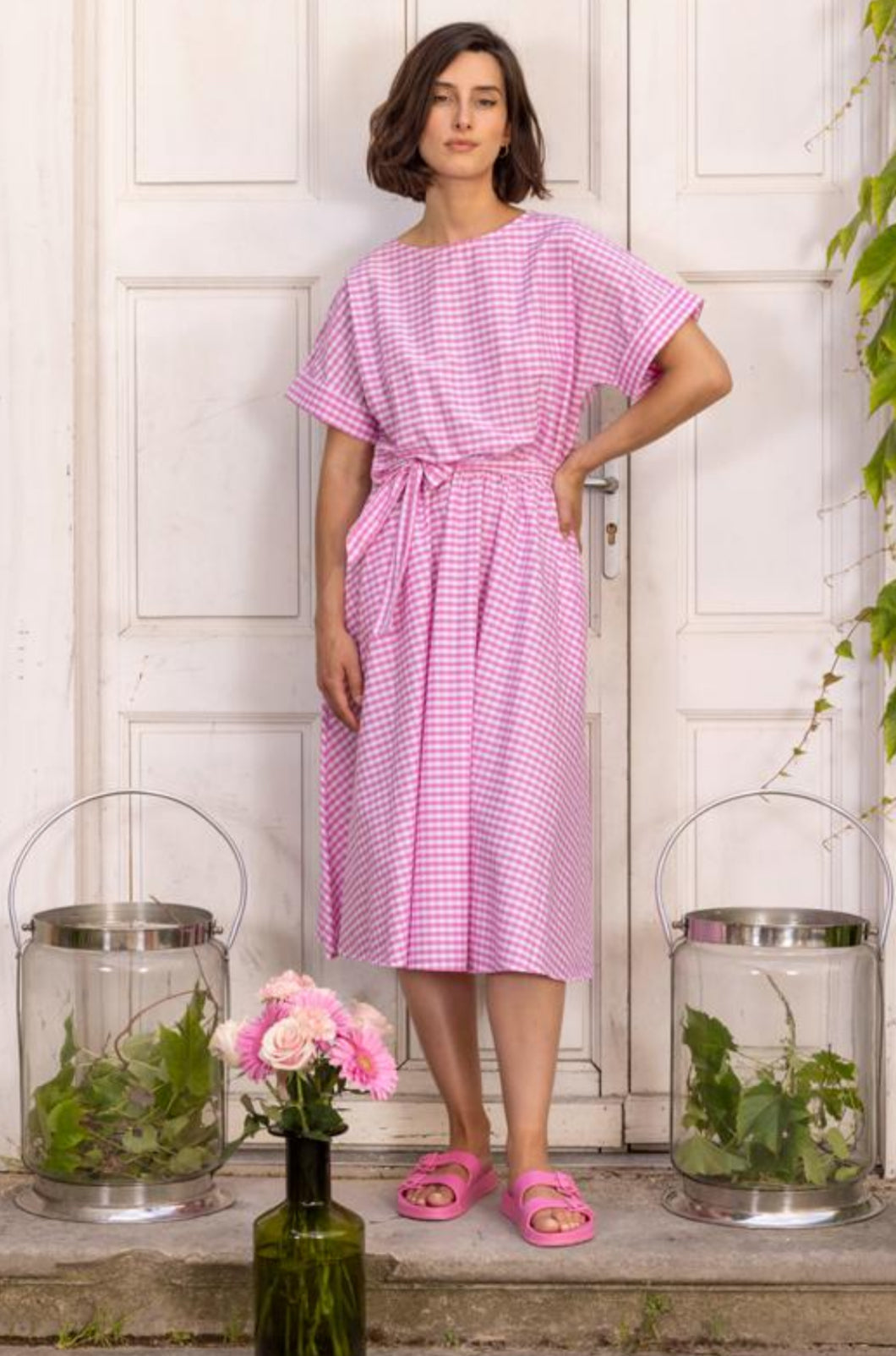Mary Pink Gingham Dress