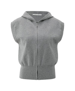 Yasmine Grey Melange  Sleeveless Hoodie