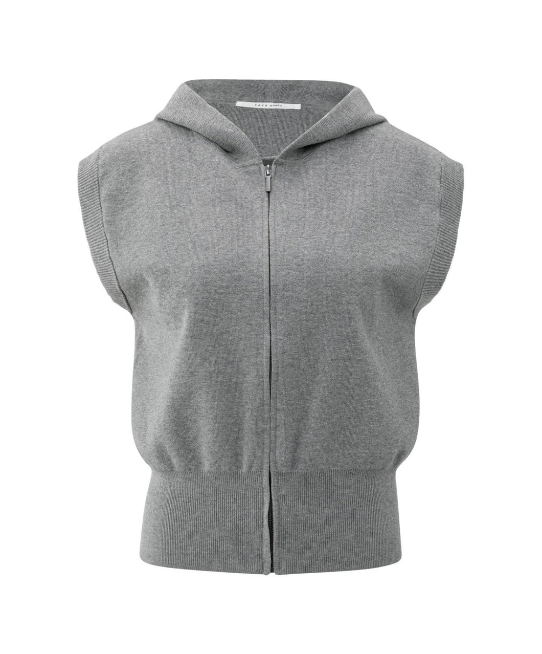 Yasmine Grey Melange  Sleeveless Hoodie