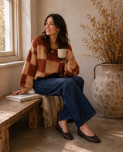 Load image into Gallery viewer, Nina Rust &amp; Peach Check Knit
