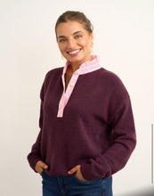 Load image into Gallery viewer, Willow Plum Knit with Pink Shirt Collar
