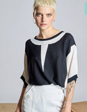 Load image into Gallery viewer, Allegra Black White Knit Batwing
