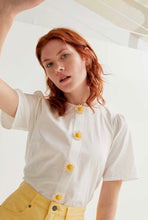 Load image into Gallery viewer, Clara White Daisy Button Blouse
