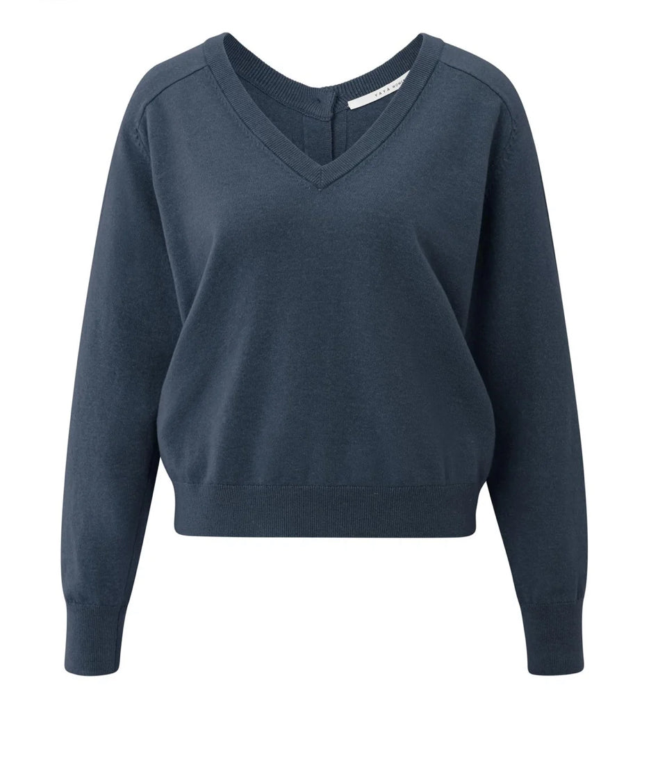 Yasmine Blue V Neck Knit