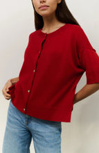 Load image into Gallery viewer, Yasmine Oversized Fine Knit Cardi Scarlet

