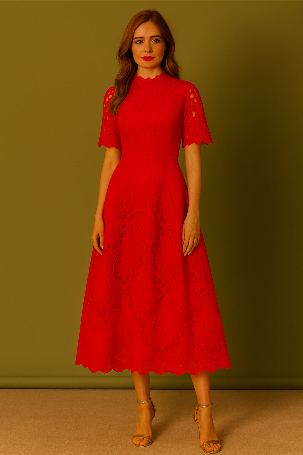 Brigitte Red Lace Dress